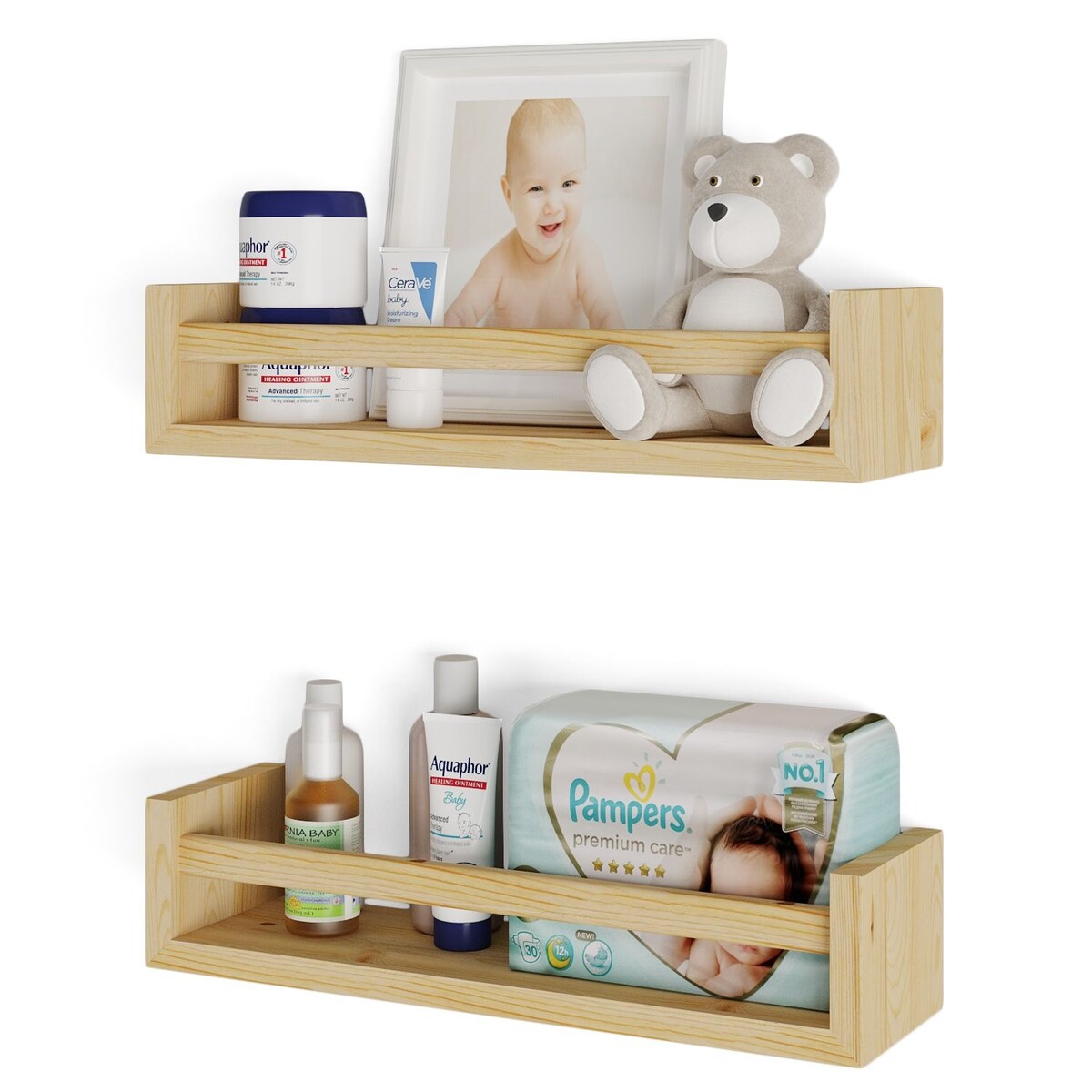 Wallniture Elba Wandregale für Kinder, Aufbewahrung für Spielzeug, Bücherregal aus Holz, 2er-Set – N/A