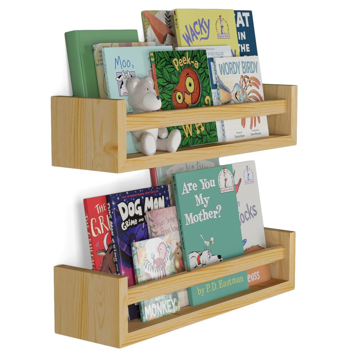 Wallniture Elba Wandregale für Kinder, Aufbewahrung für Spielzeug, Bücherregal aus Holz, 2er-Set – N/A