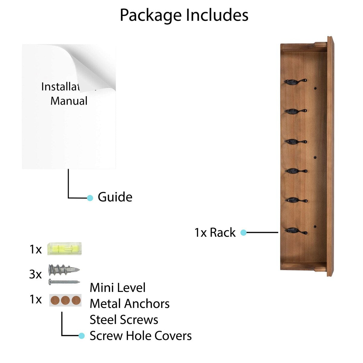 Wallniture Mante Schlüsselhalter für die Wand, dekorativer Briefhalter mit Ablage, große Kleiderhaken, Wandschlüsselhalter aus Holz
