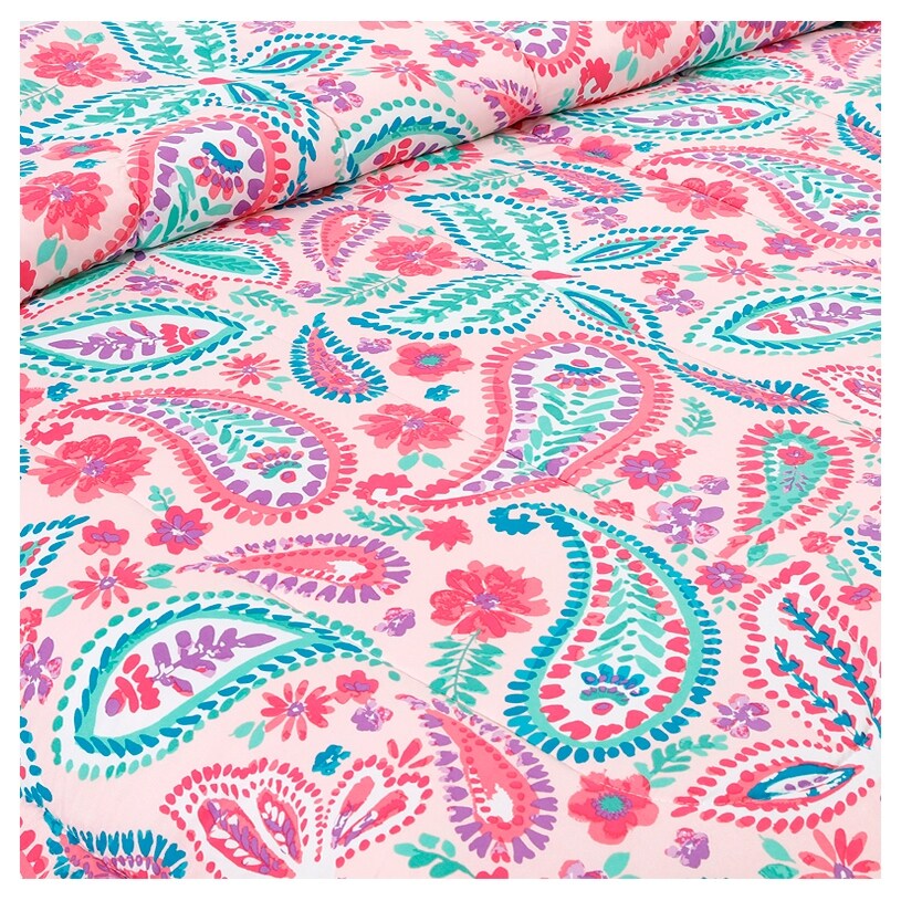 Aquarell Flutter Pink Floral Bettdeckenset mit Schmetterlings-Kissen
