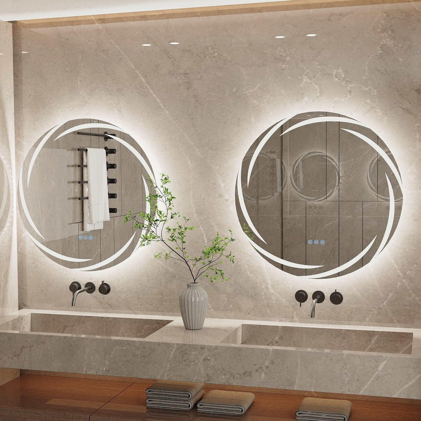 Wasserdichter LED-Touch-Licht-Badezimmerspiegel Anti-Beschlag-Waschtisch dimmbar