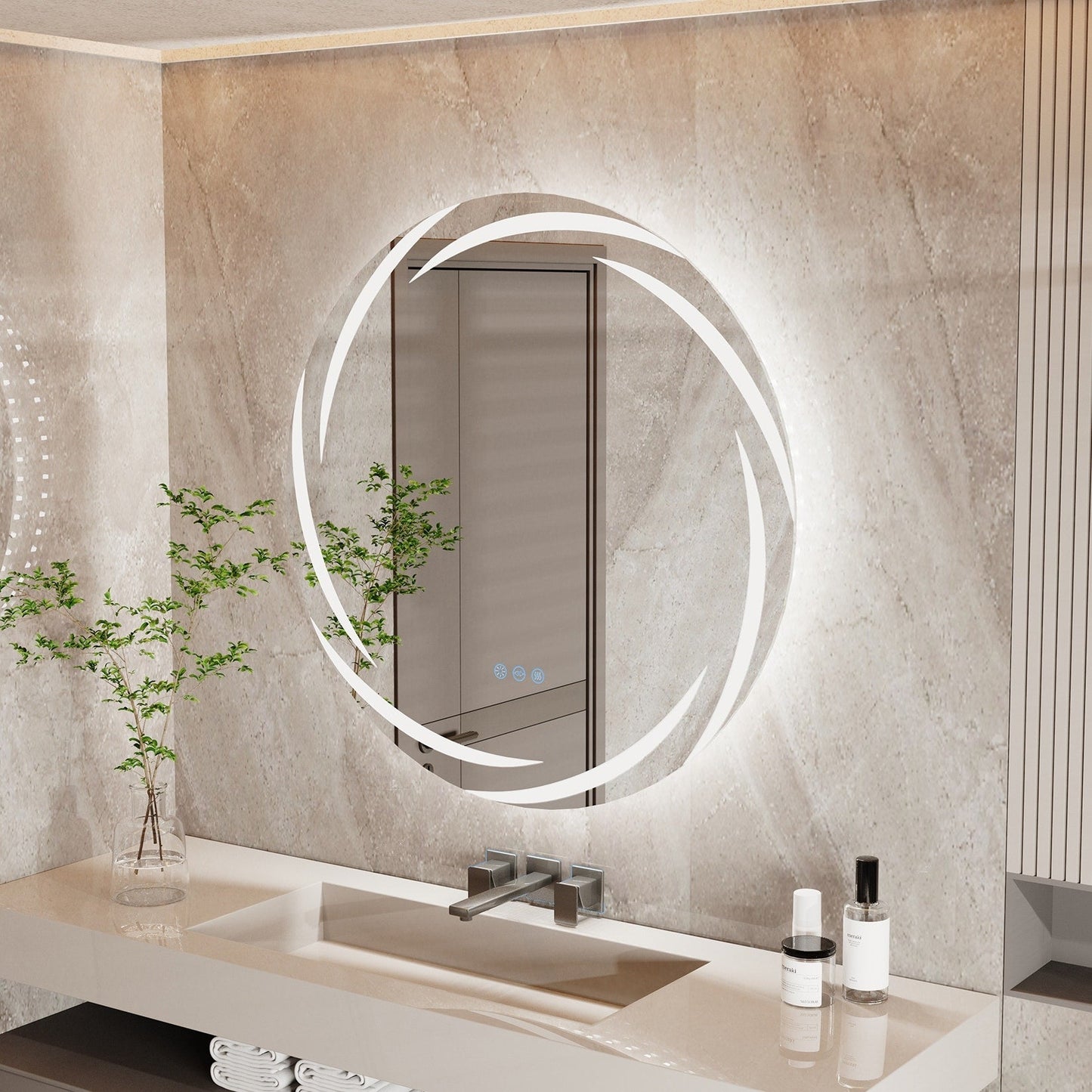 Wasserdichter LED-Touch-Licht-Badezimmerspiegel Anti-Beschlag-Waschtisch dimmbar