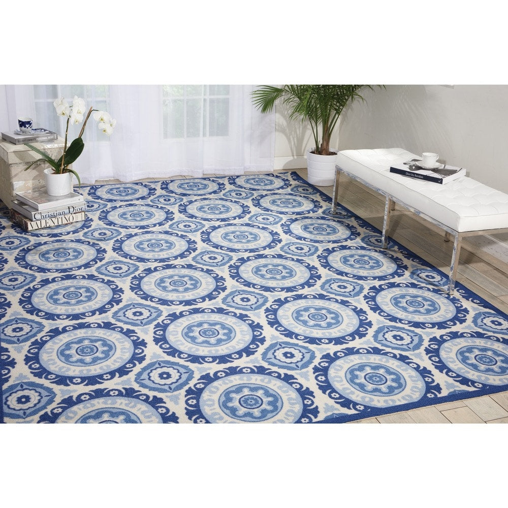 Waverly Sun N' Shade Indoor Outdoor Boho Medallion Area Teppich