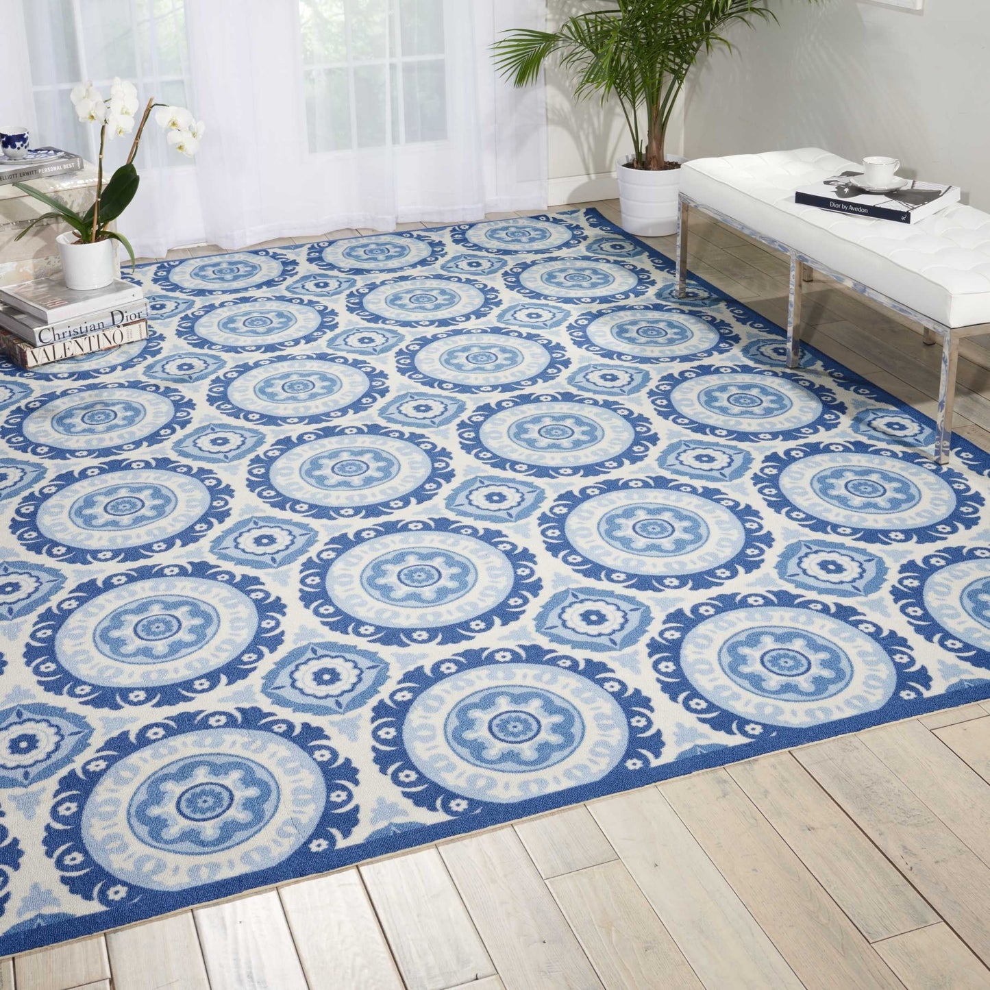 Waverly Sun N' Shade Indoor Outdoor Boho Medallion Area Teppich