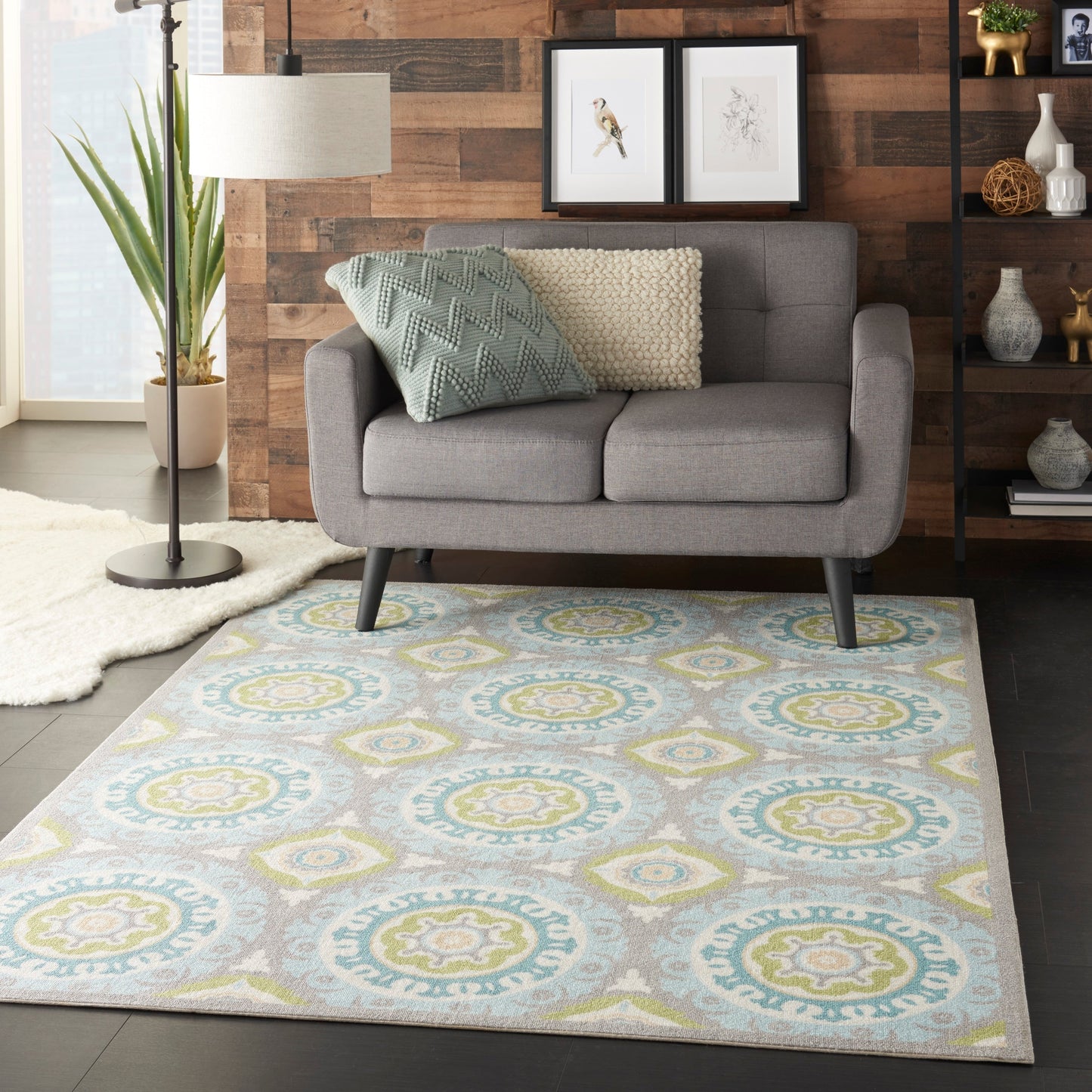 Waverly Sun N' Shade Indoor Outdoor Boho Medallion Area Teppich