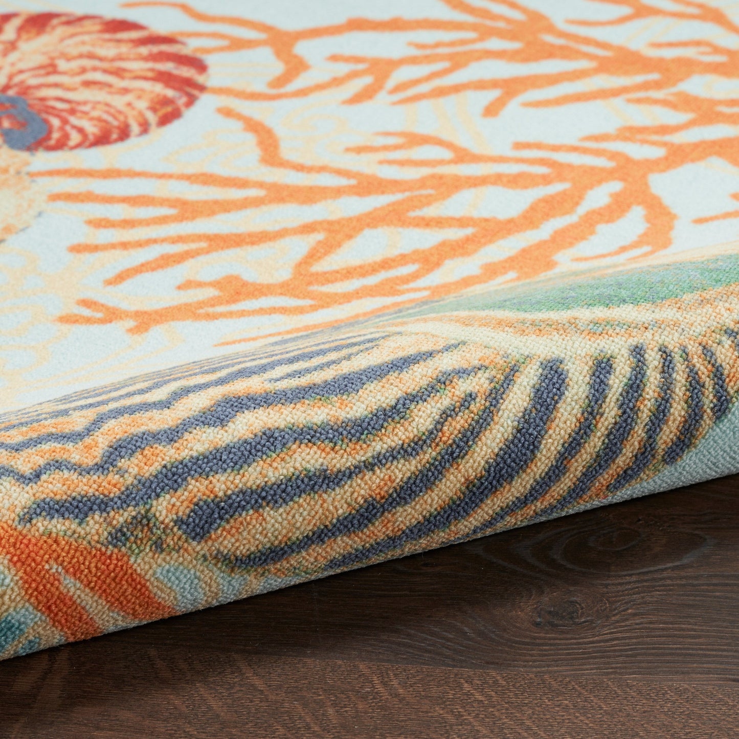 Waverly Sun & Shade Shore Thing Teppich für drinnen und draußen, tropische Muscheln, Blumenmuster