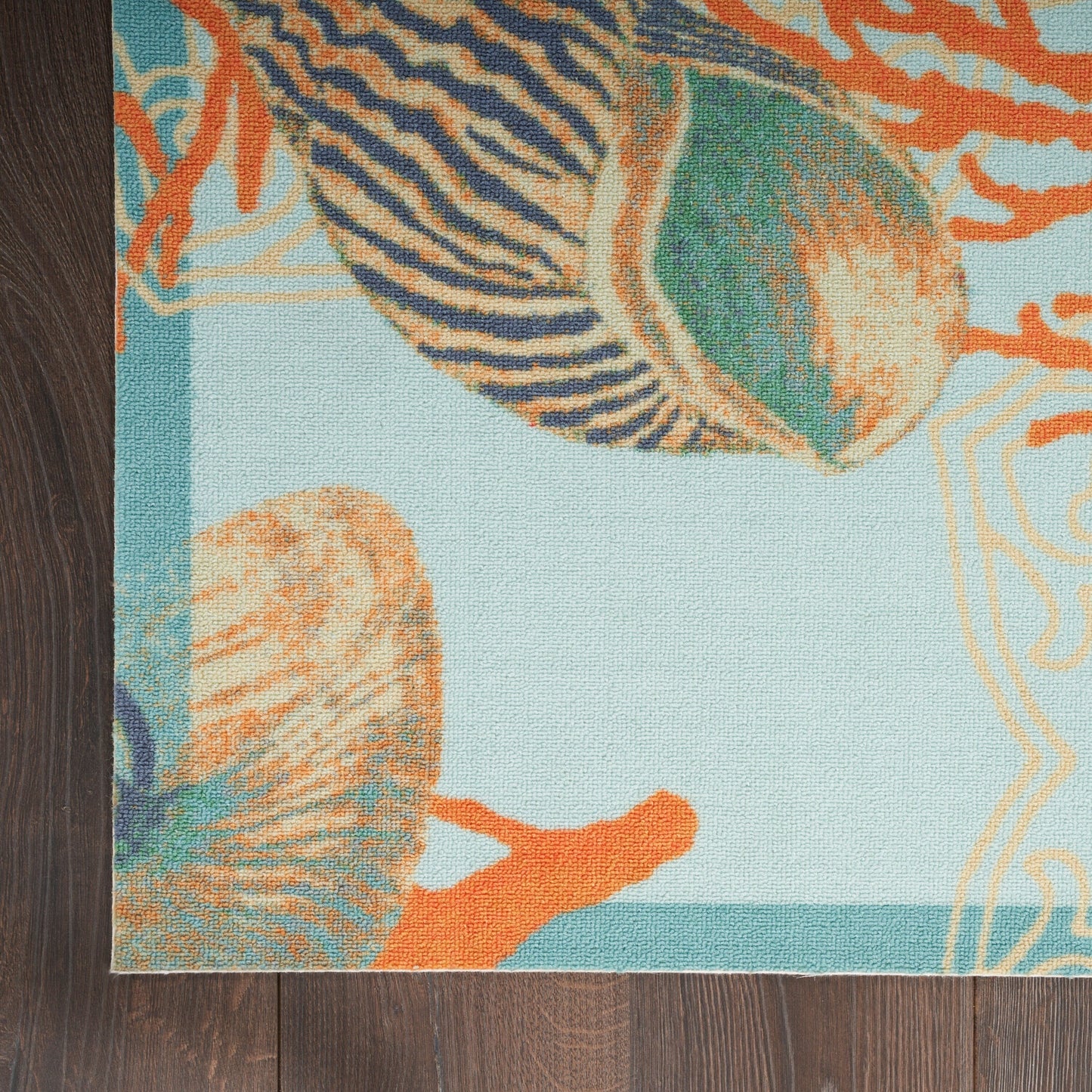 Waverly Sun & Shade Shore Thing Teppich für drinnen und draußen, tropische Muscheln, Blumenmuster