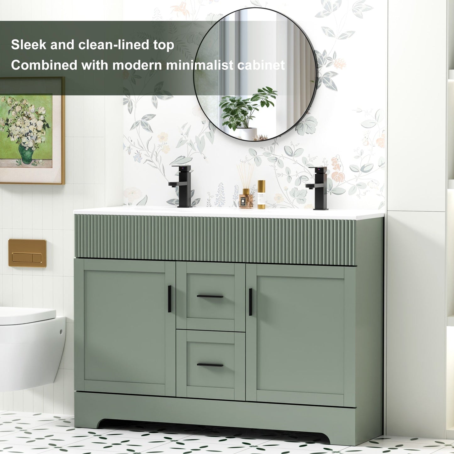 Wavy Line 30/36/48 Badezimmer-Waschtisch-Set mit Waschbecken und Wasserhahn