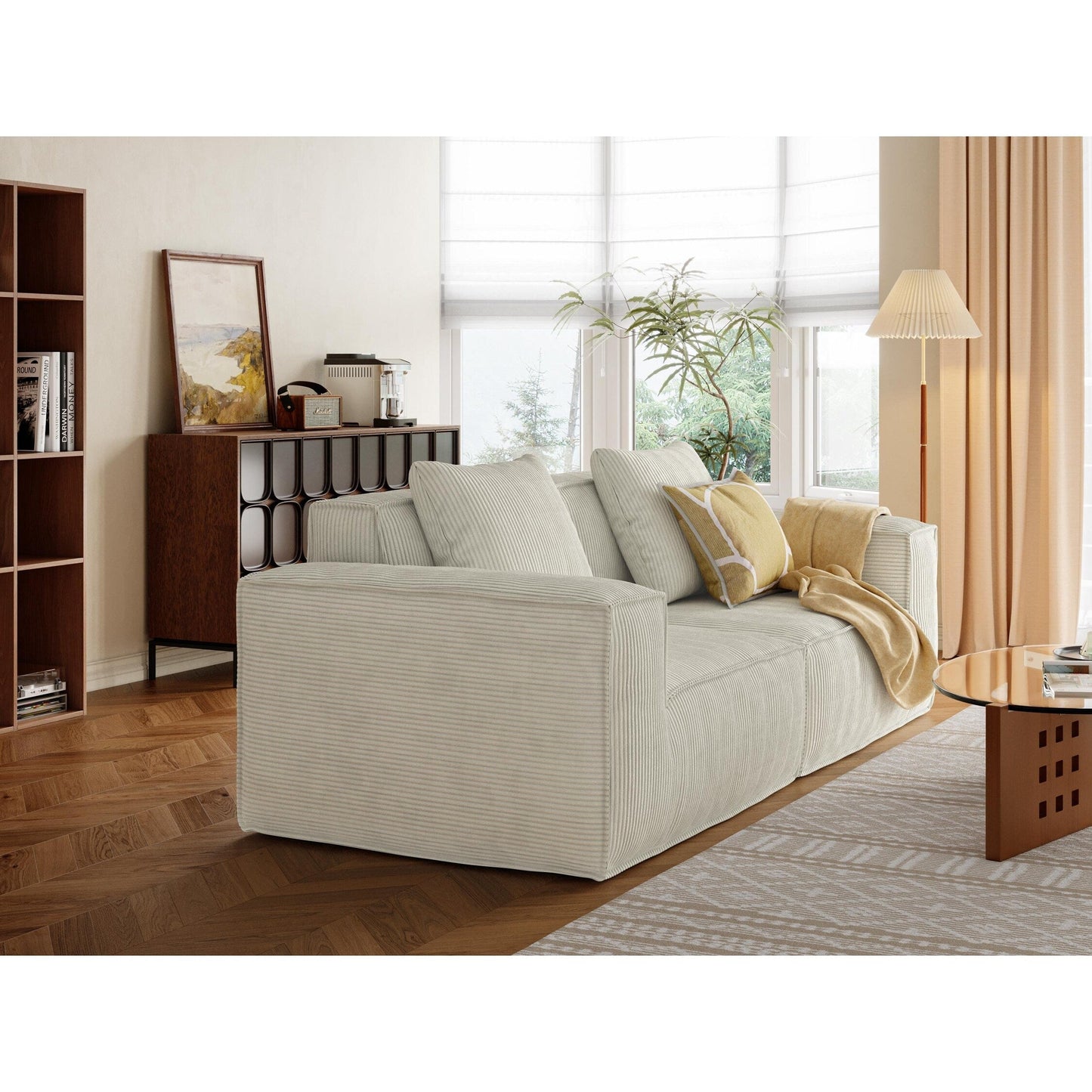 White 118 Inch 3 Seater Modular Sofa Bed with Footrest