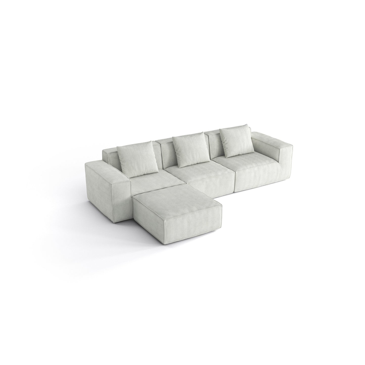 White 118 Inch 3 Seater Modular Sofa Bed with Footrest