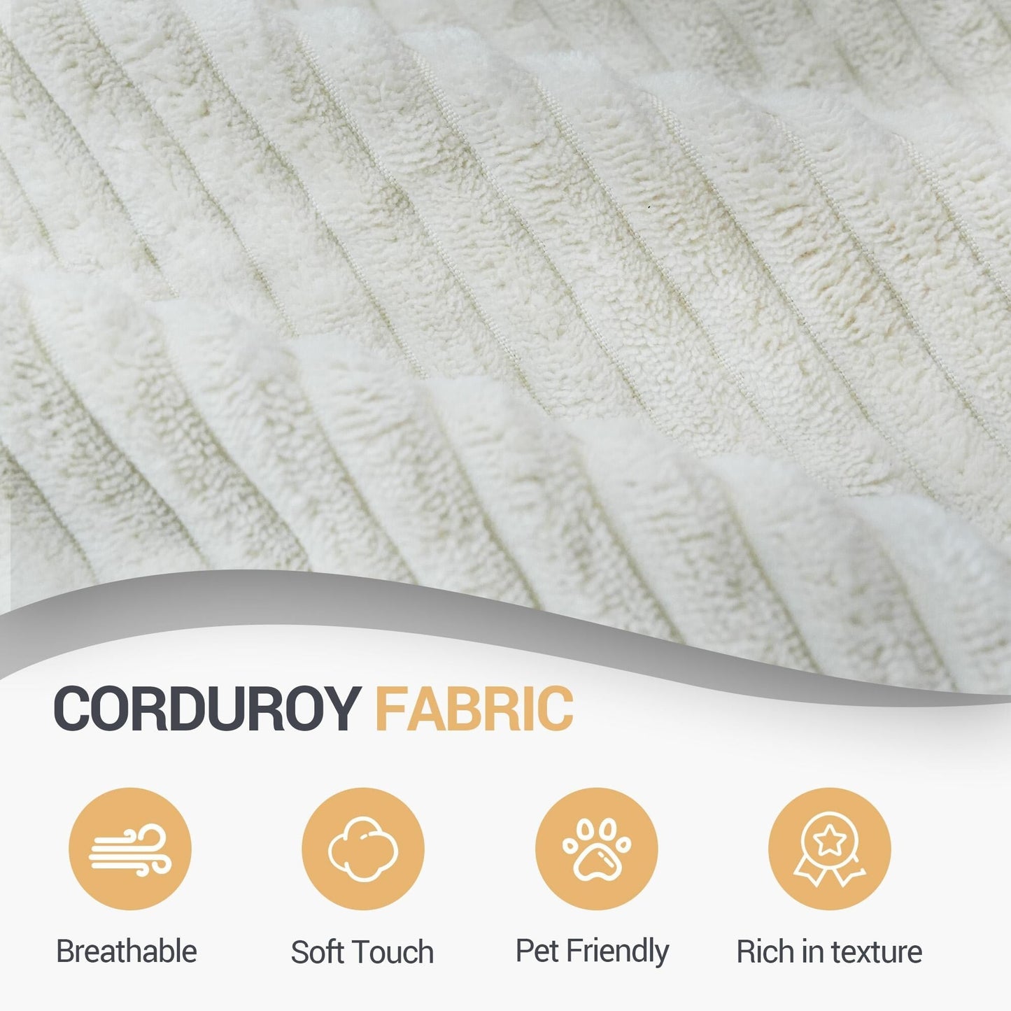 White 118 Inch 3 Seater Modular Sofa Bed with Footrest