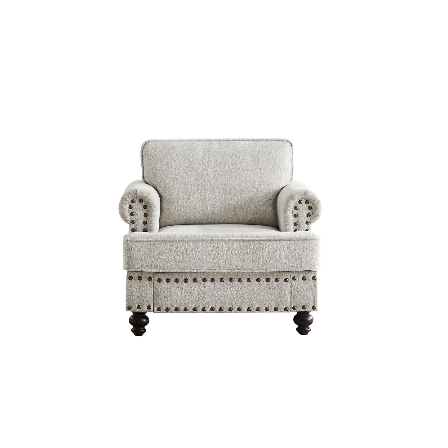 White 37'' Modern 1-Seater Sofa with Nailhead Trim and Armrests