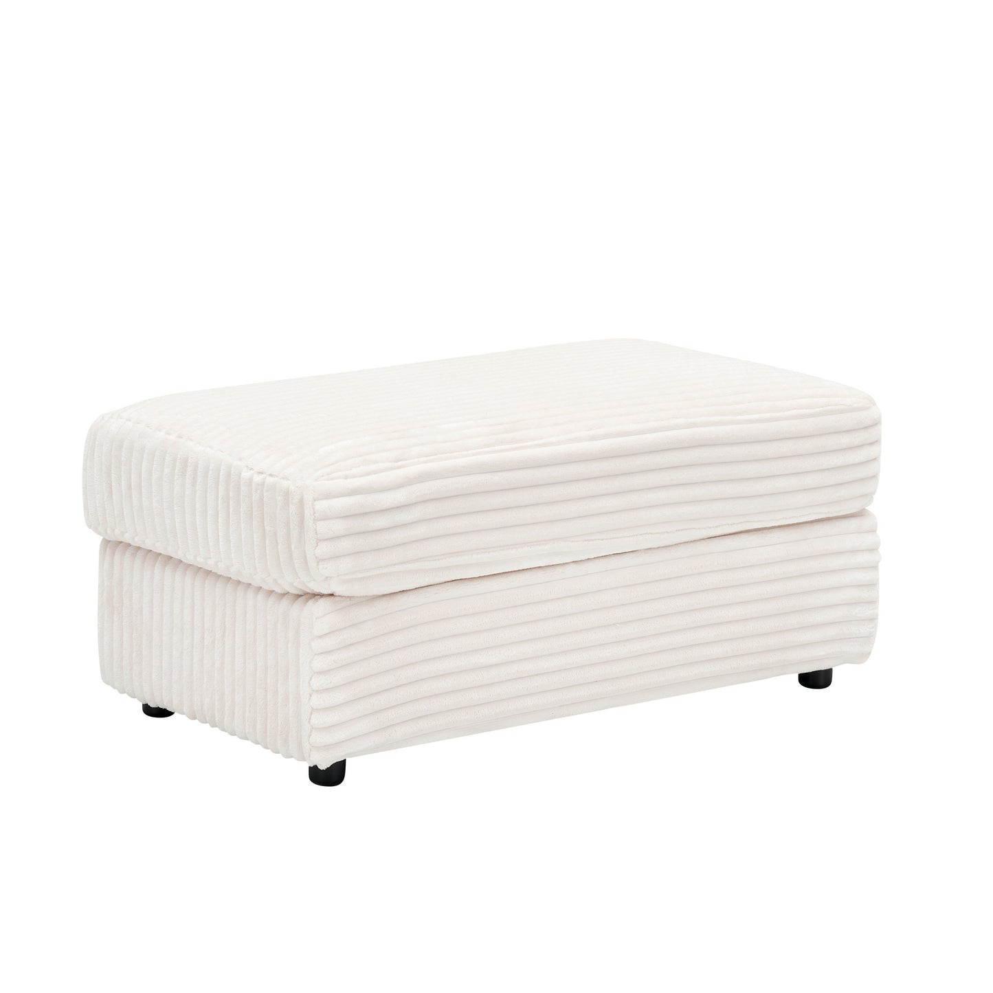 White 39.37 Corduroy Upholstered Single Armchair Sofa with Ottoman and Cup Holder for Lving Room