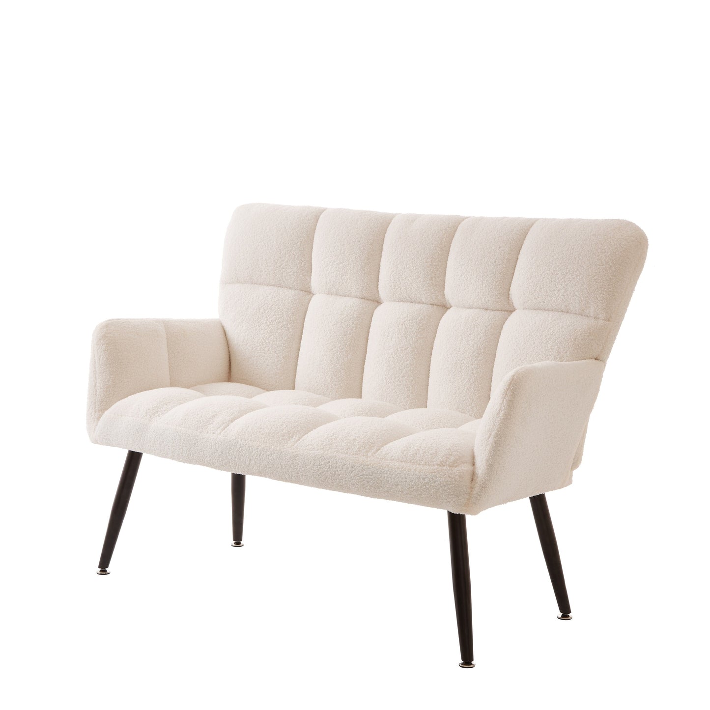 White 52 Teddy Loveseat Sofa with Quilting Backs and Hardwood Frame for Living Room.
