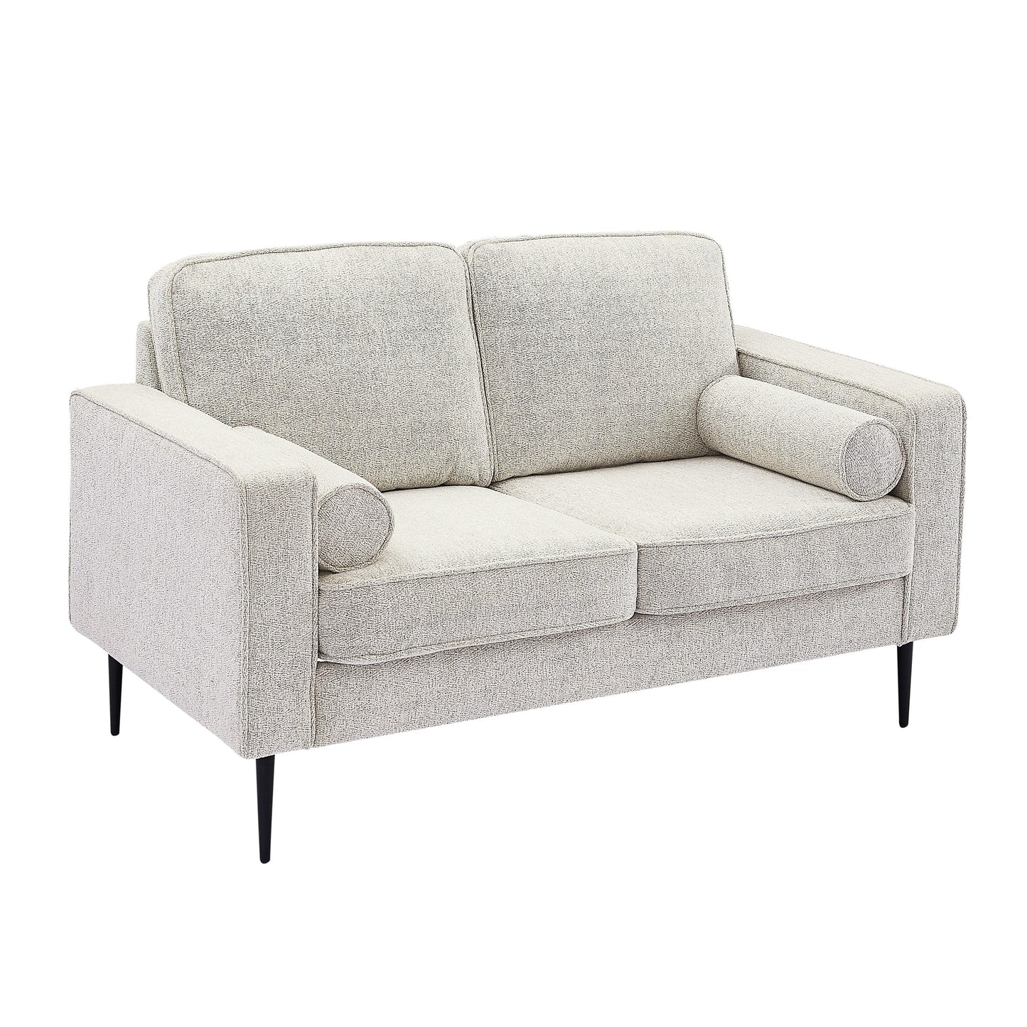 White 56.69 High-Tech Fabric Upholstered Sofa with 2 Pillows for Living Room