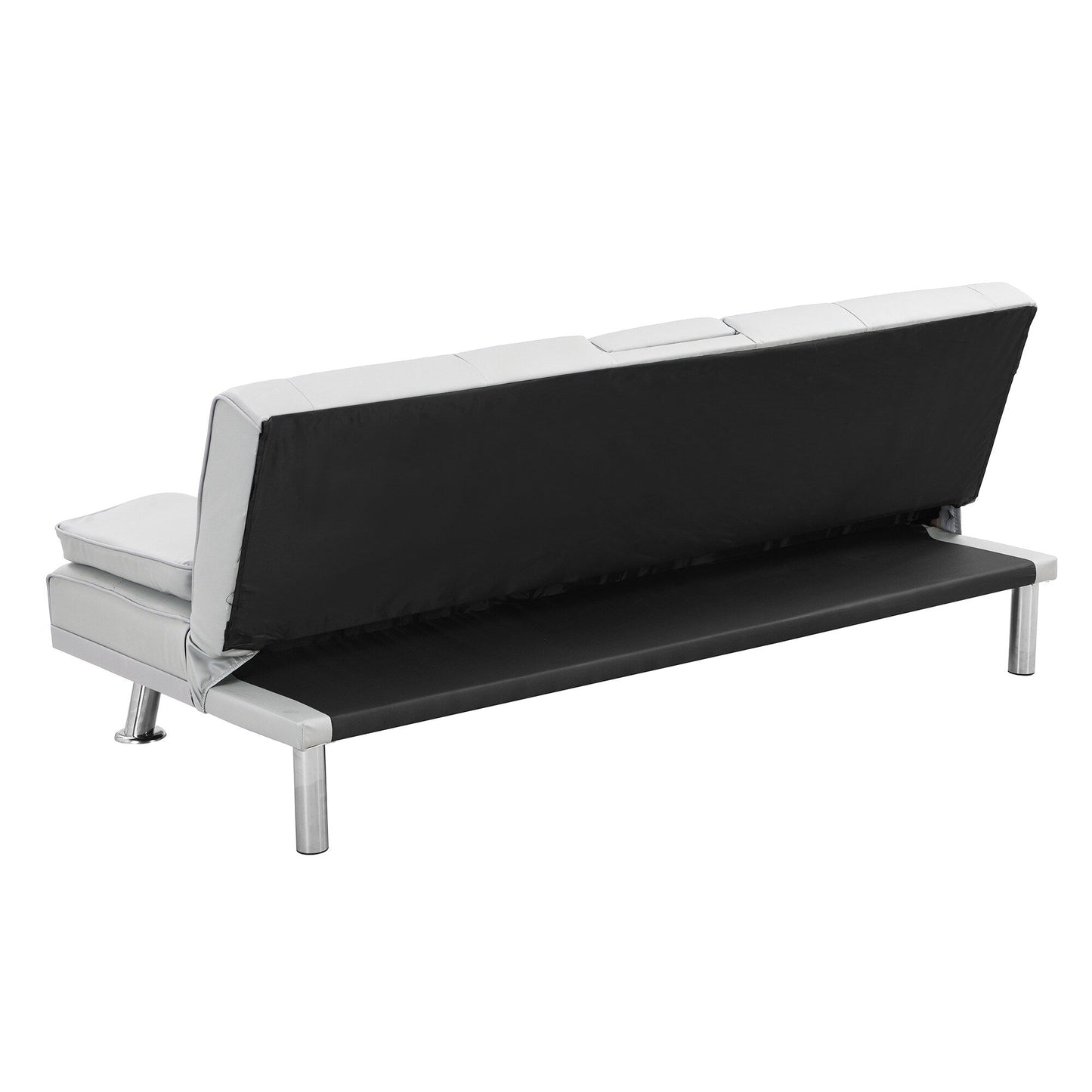 White 66.1 PVC Loveseat Sofa Bed with Wood Frame and Stainless Leg for Living Room