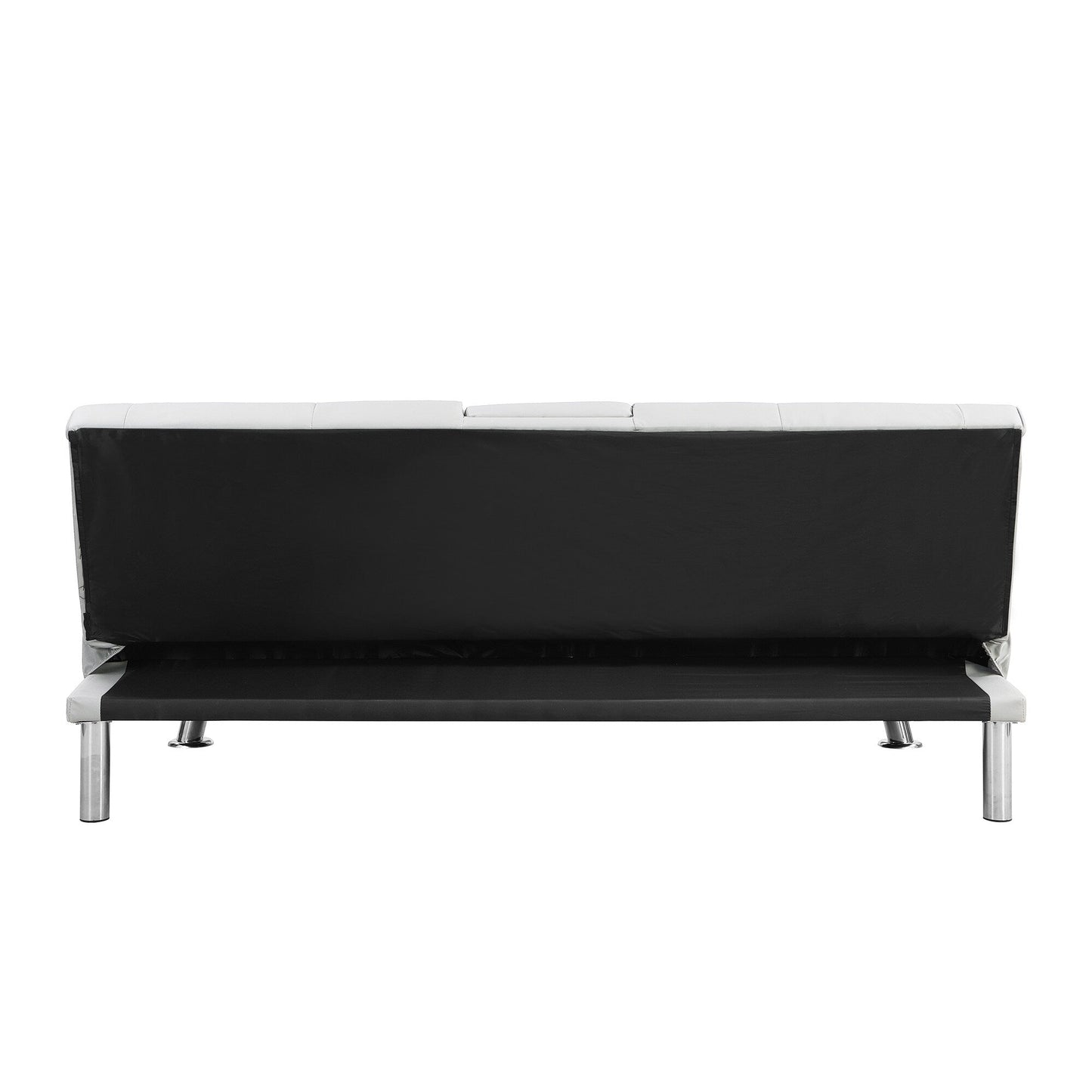 White 66.1 PVC Loveseat Sofa Bed with Wood Frame and Stainless Leg for Living Room