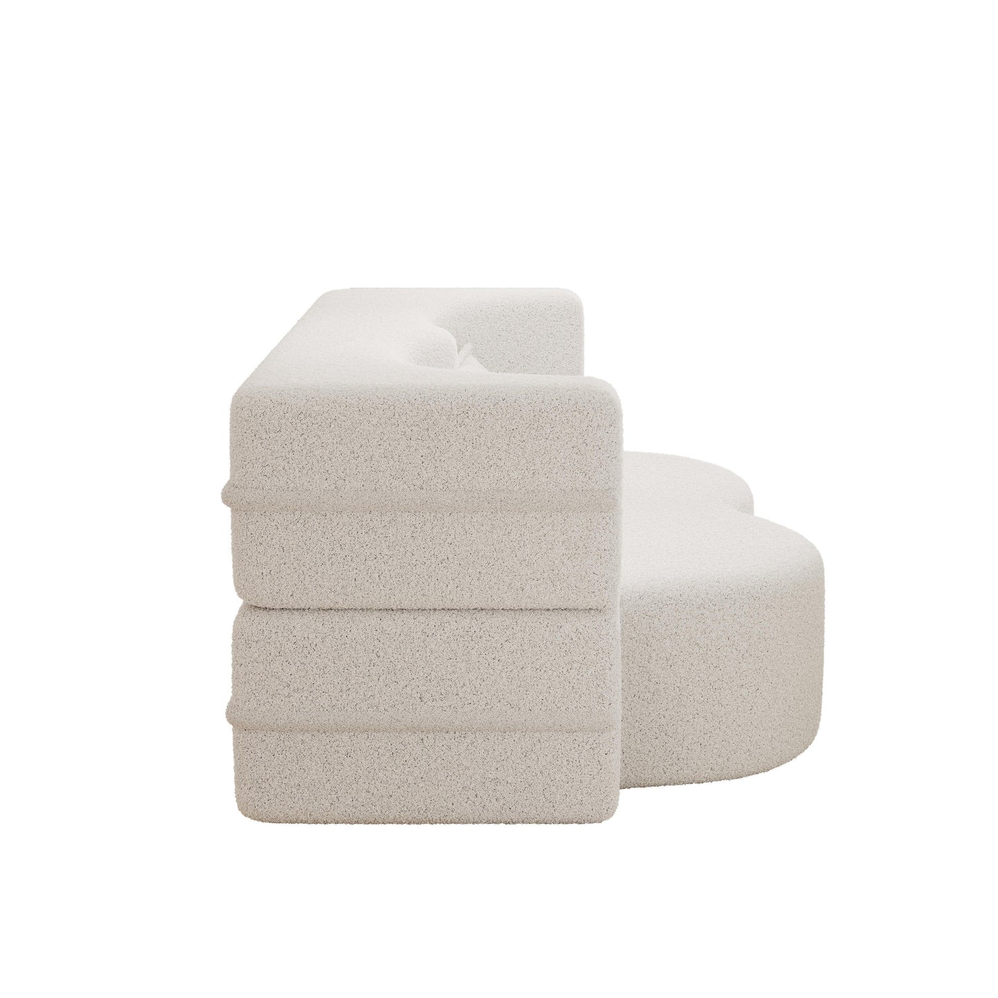 White 78 Convertible Teddy Fabric Loveseat Foam-Filled Floor Sofa Bed with 2 Pillows and Folding Mattress for Living Room