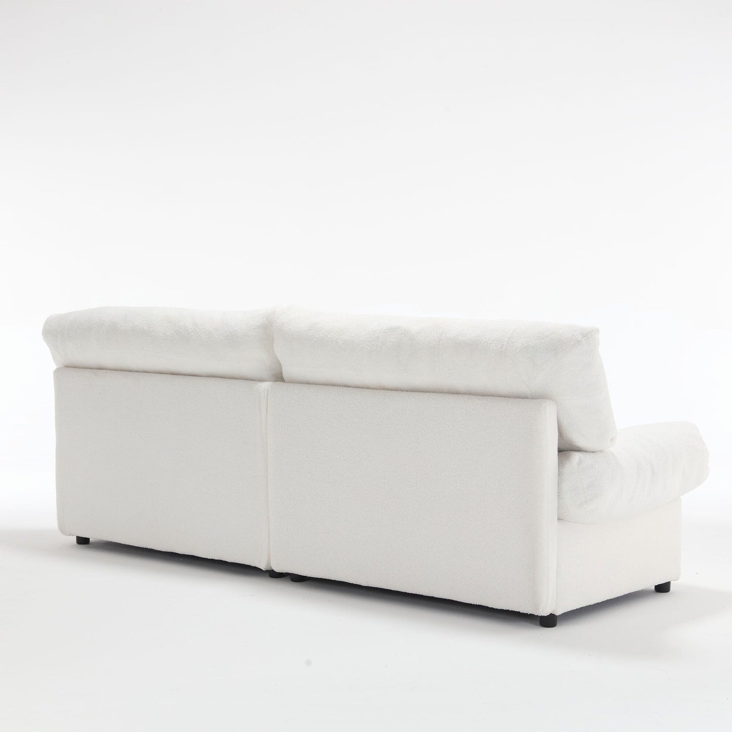 Weißes 96.46-Stoff-2-Sitzer-Sofa mit Knopfheftung, bequemer und stabiler Rahmen für Wohnungen und Wohnzimmer