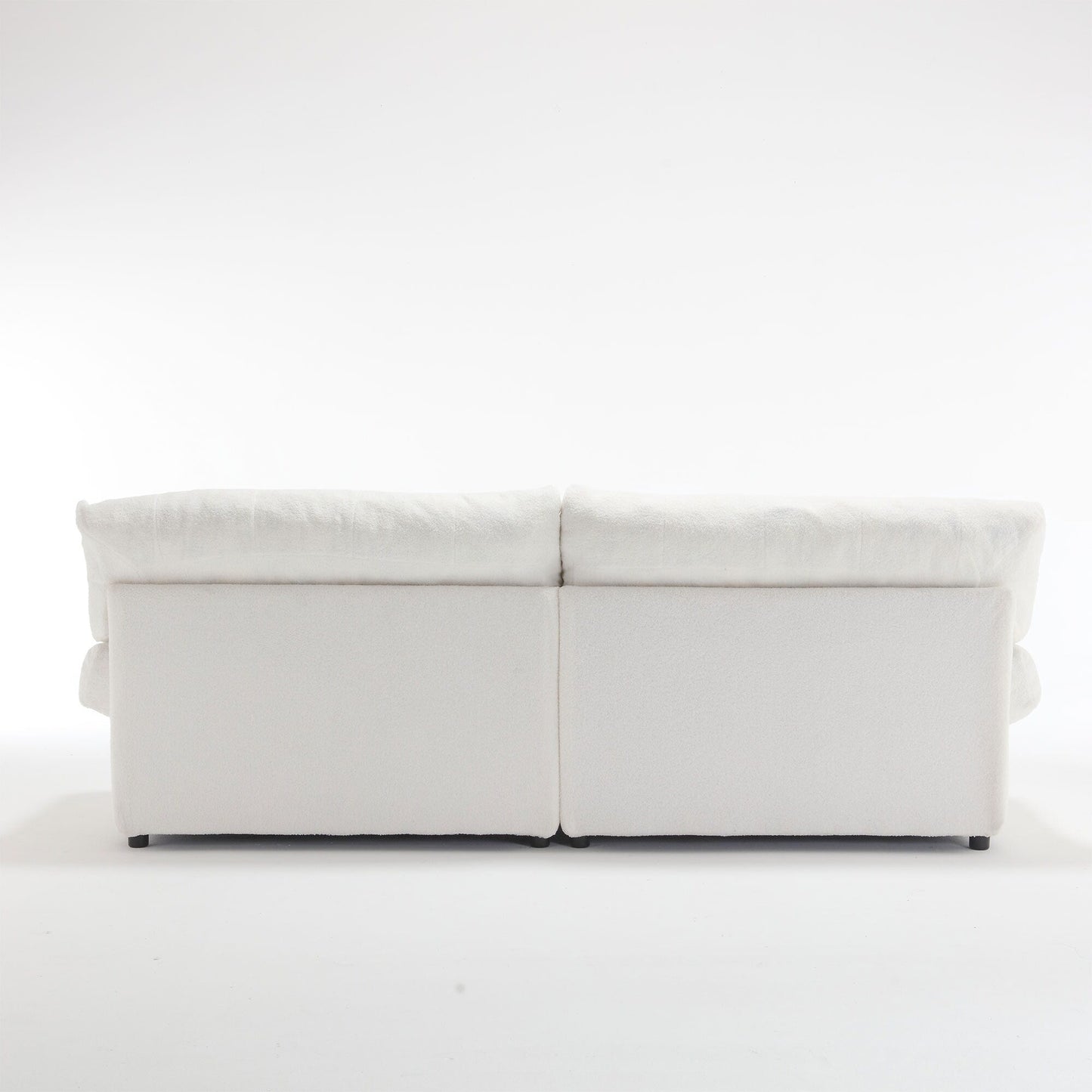 Weißes 244 cm großes 2-Sitzer-Sofa aus Stoff mit Knopfheftung, bequemer und stabiler Rahmen für Wohnzimmer und Wohnung