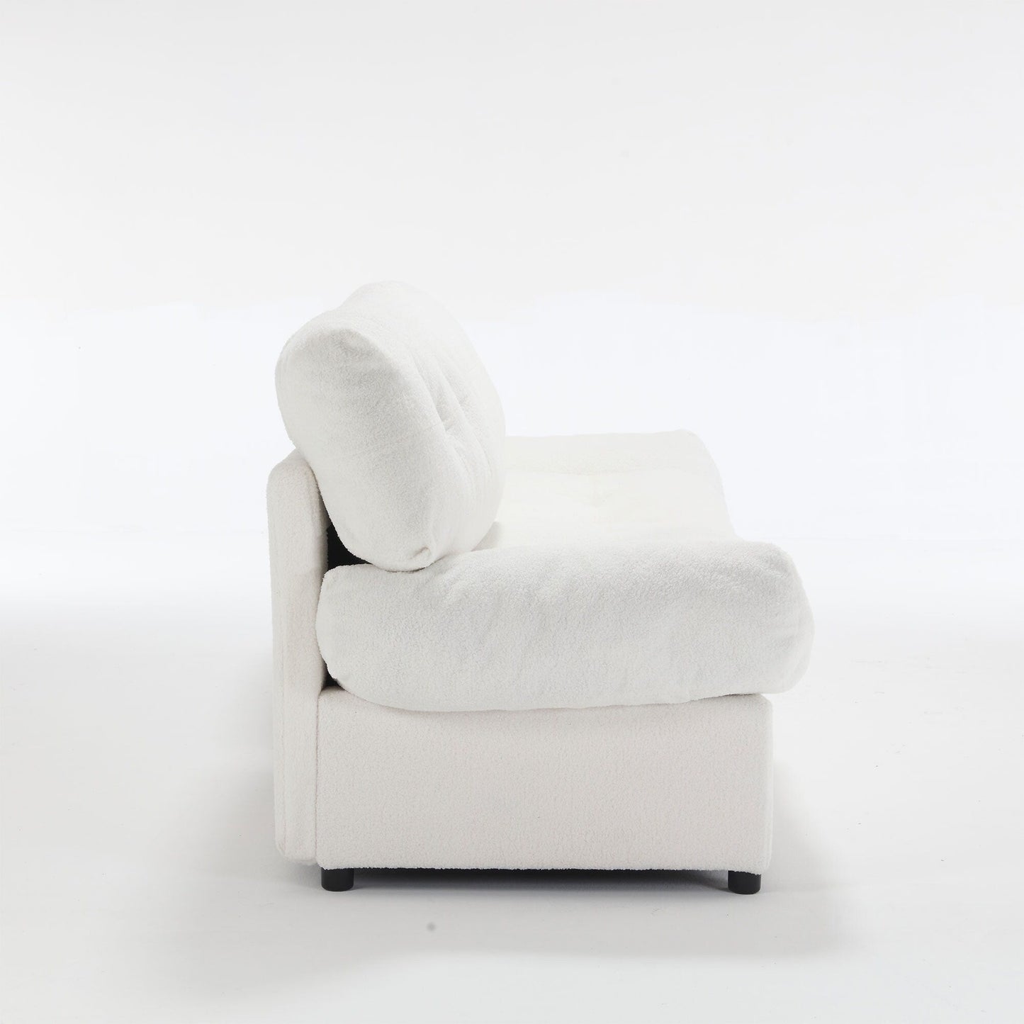 Weißes 244 cm großes 2-Sitzer-Sofa aus Stoff mit Knopfheftung, bequemer und stabiler Rahmen für Wohnzimmer und Wohnung