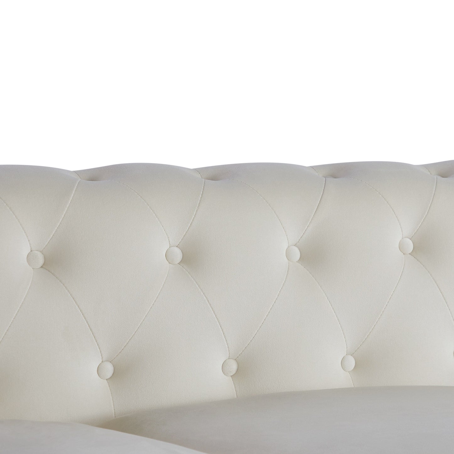White Chesterfield 74.5 Button Tufted Upholstered 3-seater Sofa with Nailheads and Pillows for Living Room