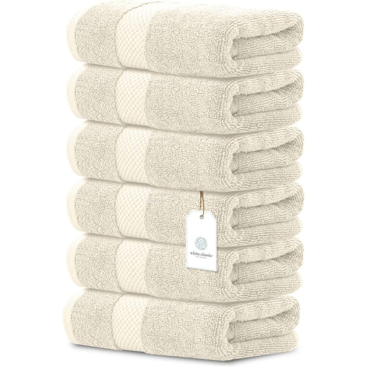 Weißes klassisches Luxus-Baumwollhandtuch 16x30 - 6er-Set