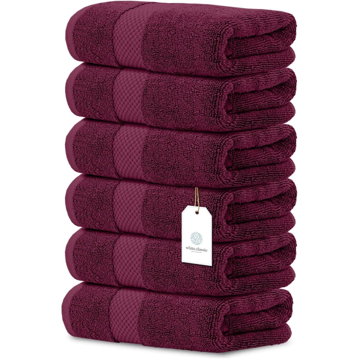 Weißes klassisches Luxus-Baumwollhandtuch 16x30 - 6er-Set