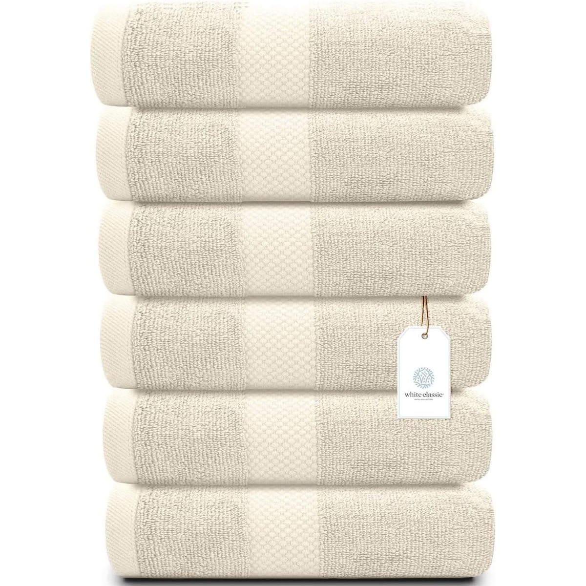 Weißes klassisches Luxus-Baumwollhandtuch 16x30 - 6er-Set