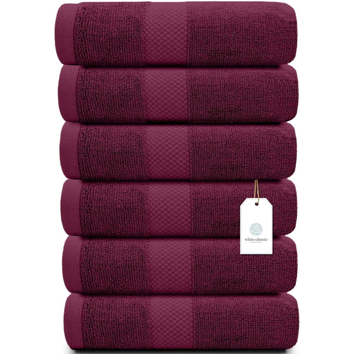 Weißes klassisches Luxus-Baumwollhandtuch 16x30 - 6er-Set