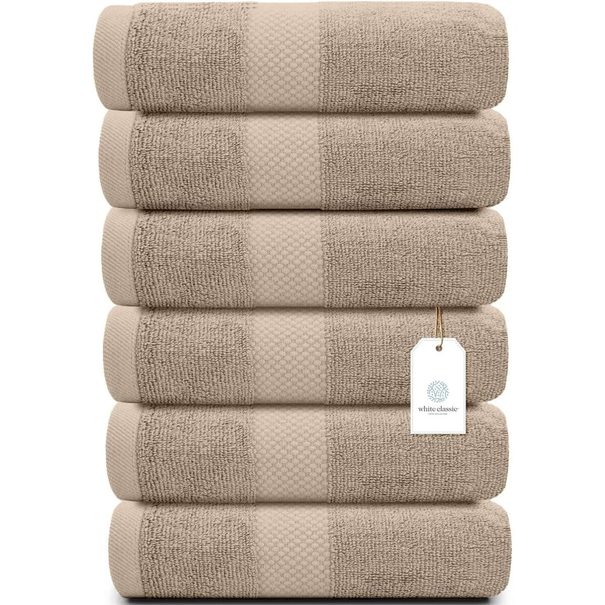 Weißes klassisches Luxus-Baumwollhandtuch 16x30 - 6er-Set