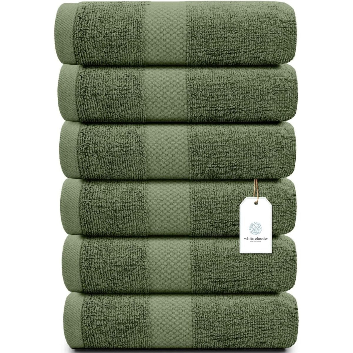 Weißes klassisches Luxus-Baumwollhandtuch 16x30 - 6er-Set