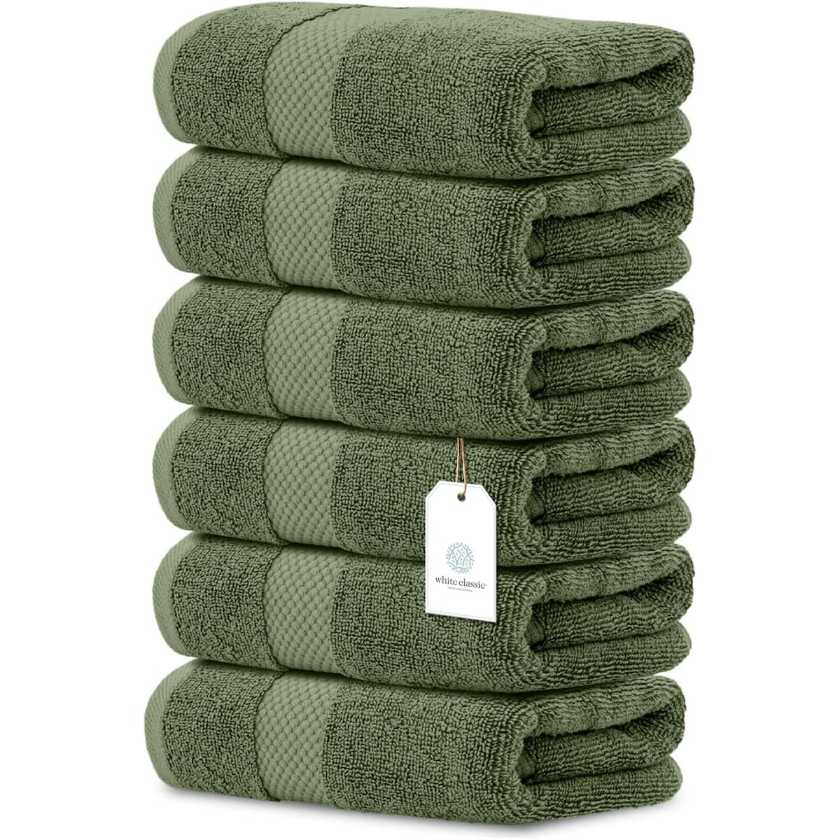 Weißes klassisches Luxus-Baumwollhandtuch 16x30 - 6er-Set