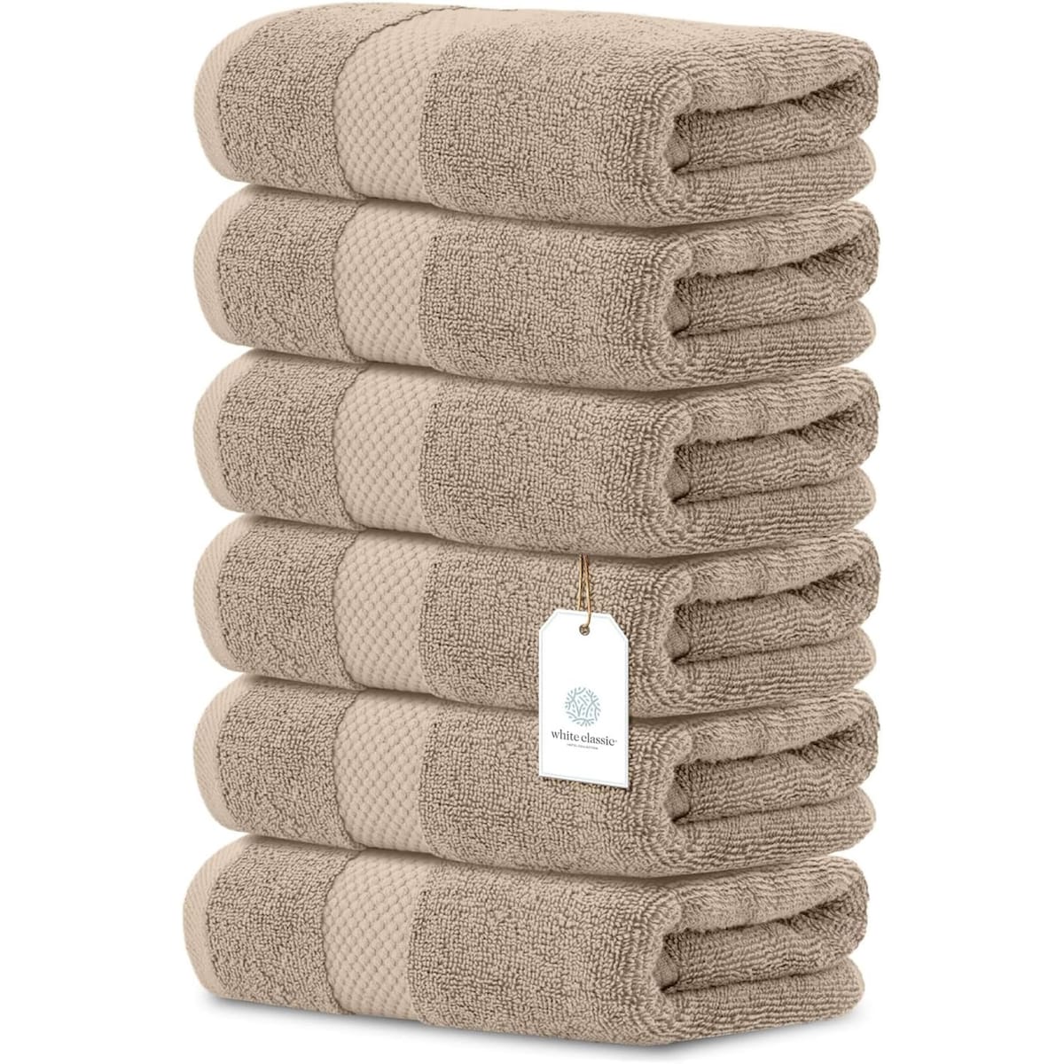 Weißes klassisches Luxus-Baumwollhandtuch 16x30 - 6er-Set