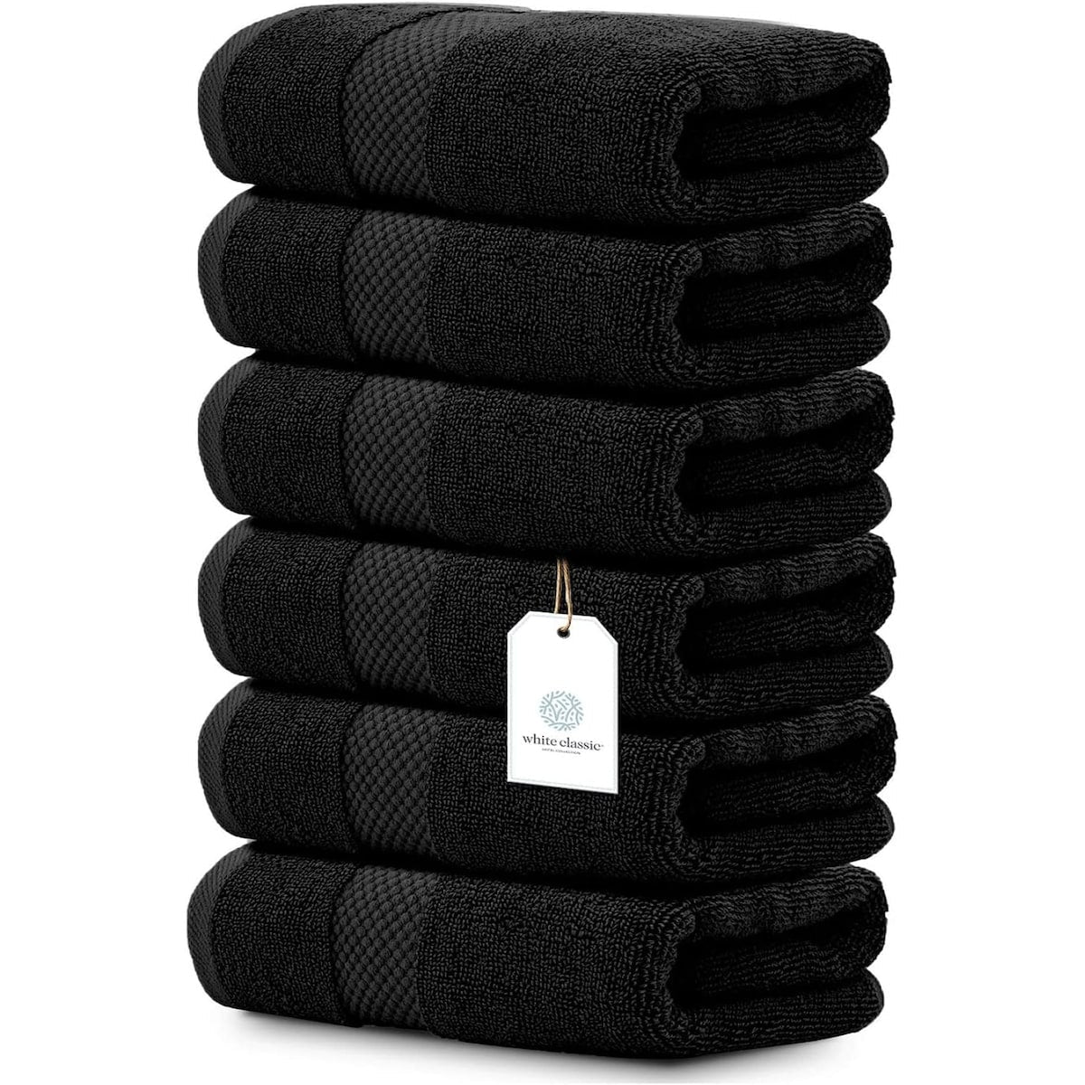 Weißes klassisches Luxus-Baumwollhandtuch 16x30 - 6er-Set