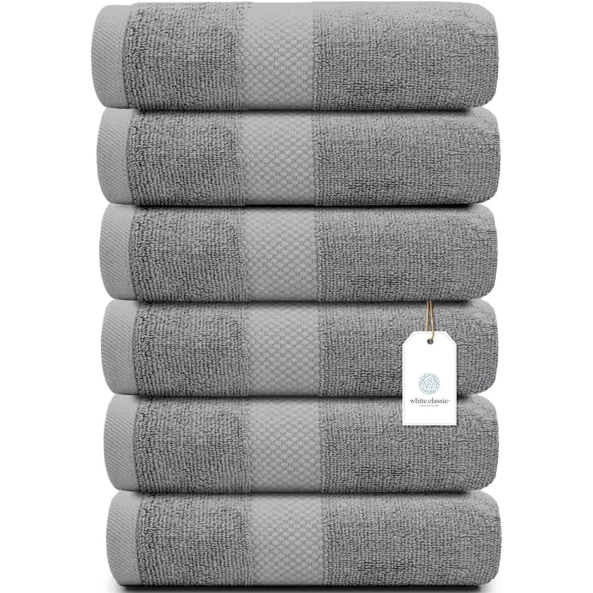 Weißes klassisches Luxus-Baumwollhandtuch 16x30 - 6er-Set