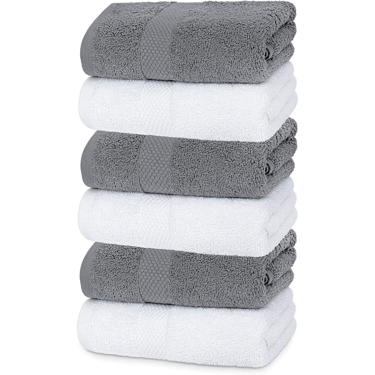 Weißes klassisches Luxus-Baumwollhandtuch 16x30 - 6er-Set