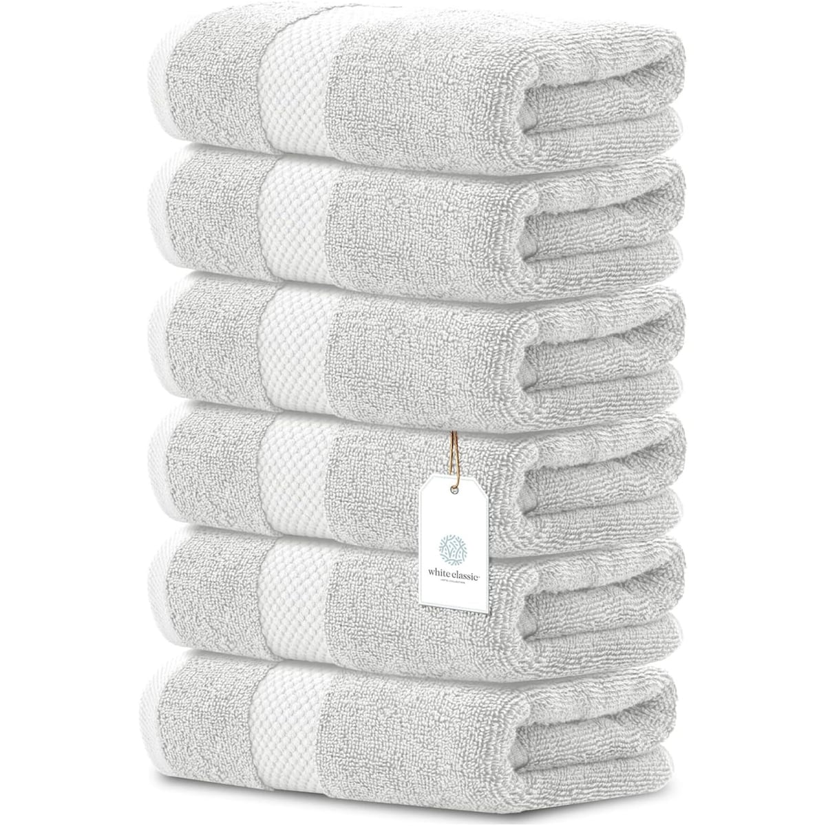 Weißes klassisches Luxus-Baumwollhandtuch 16x30 - 6er-Set