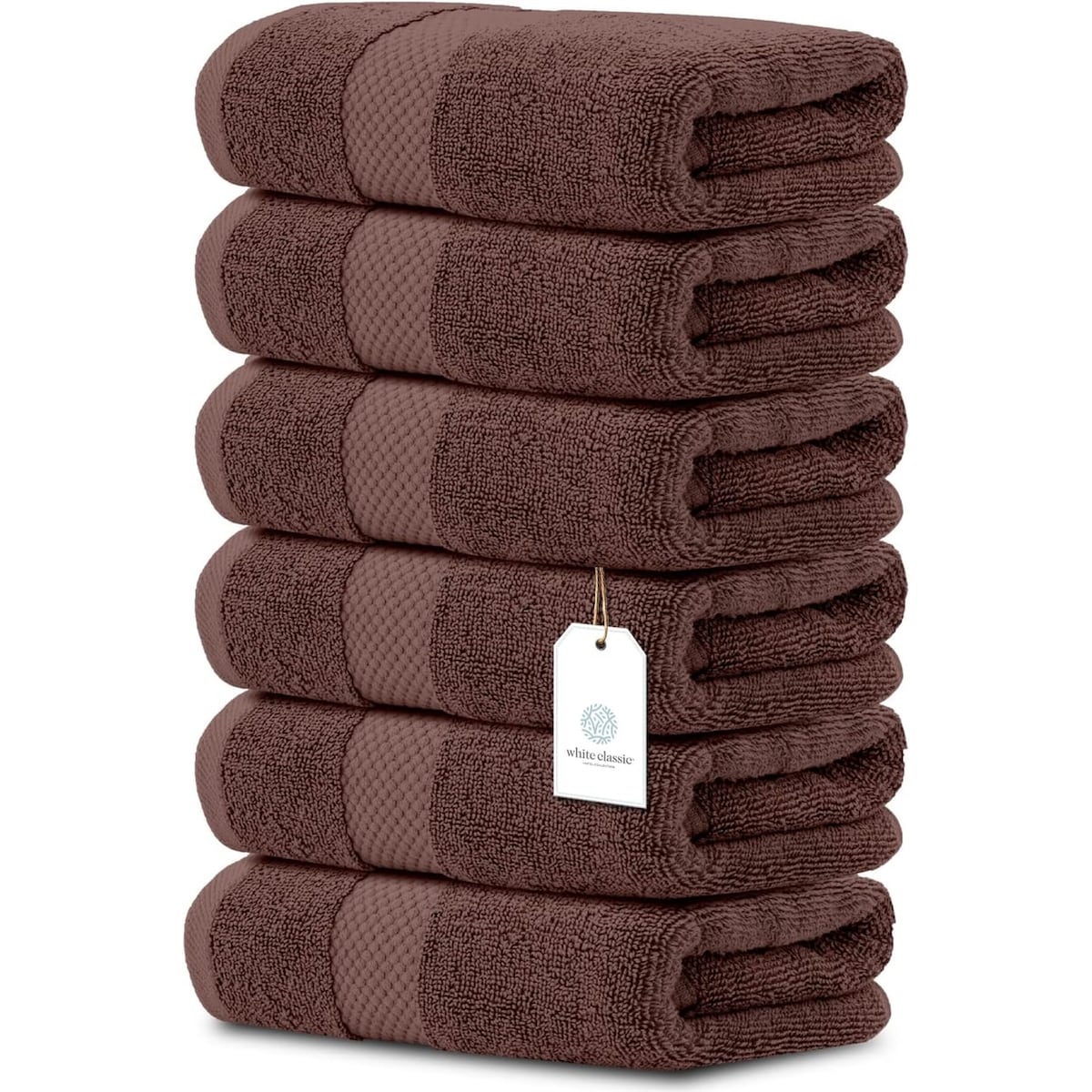 Weißes klassisches Luxus-Baumwollhandtuch 16x30 - 6er-Set