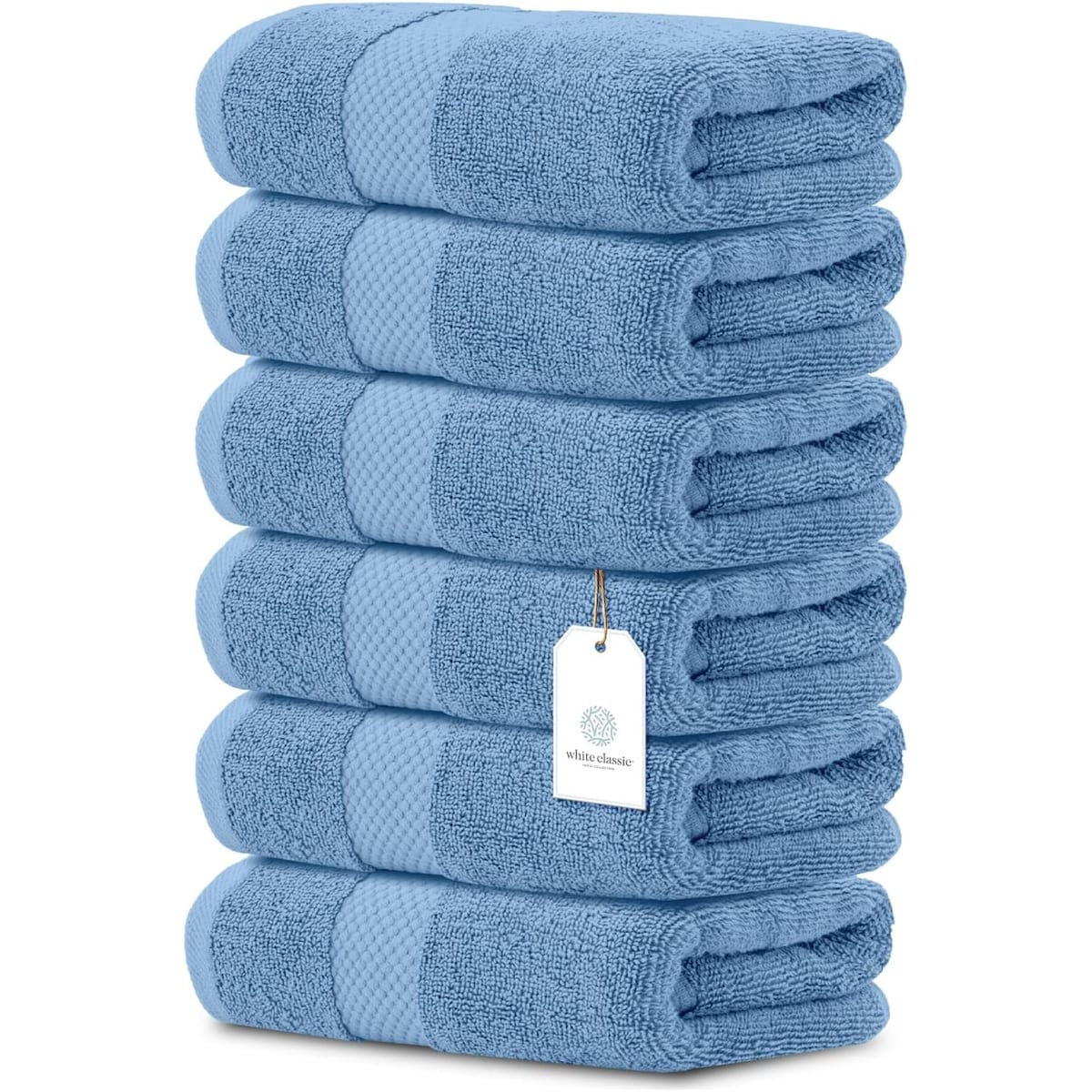 Weißes klassisches Luxus-Baumwollhandtuch 16x30 - 6er-Set