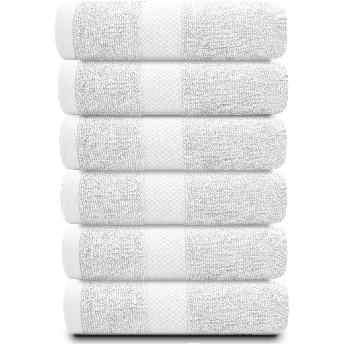 Weißes klassisches Luxus-Baumwollhandtuch 16x30 - 6er-Set