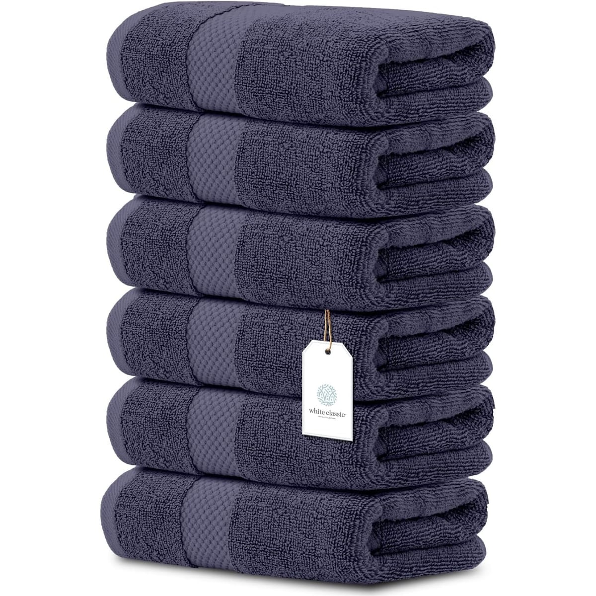 Weißes klassisches Luxus-Baumwollhandtuch 16x30 - 6er-Set