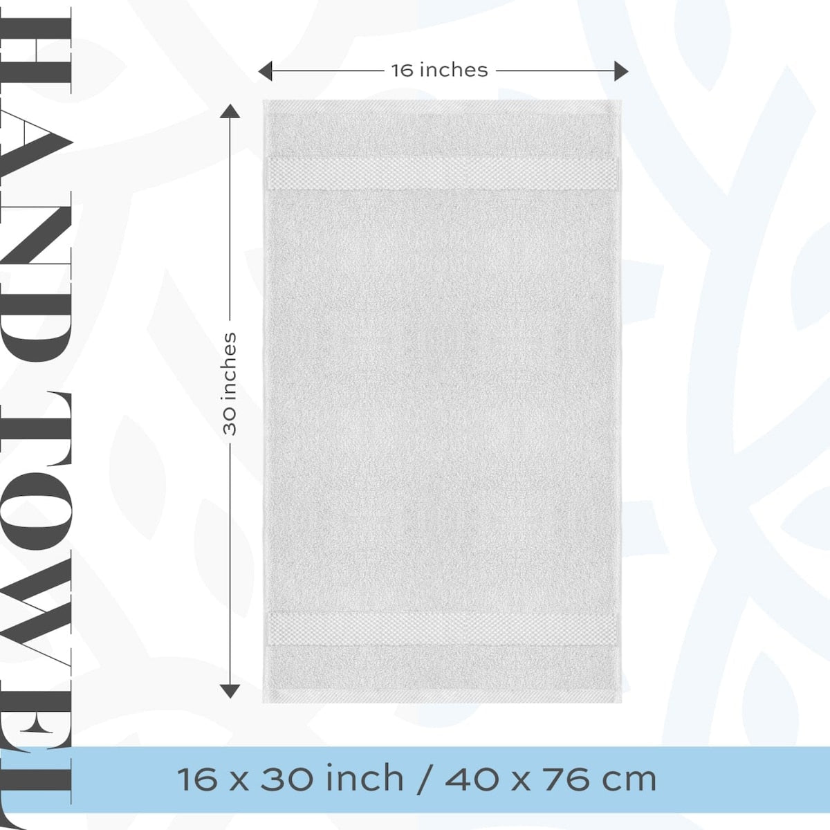 Weißes klassisches Luxus-Baumwollhandtuch 16x30 - 6er-Set