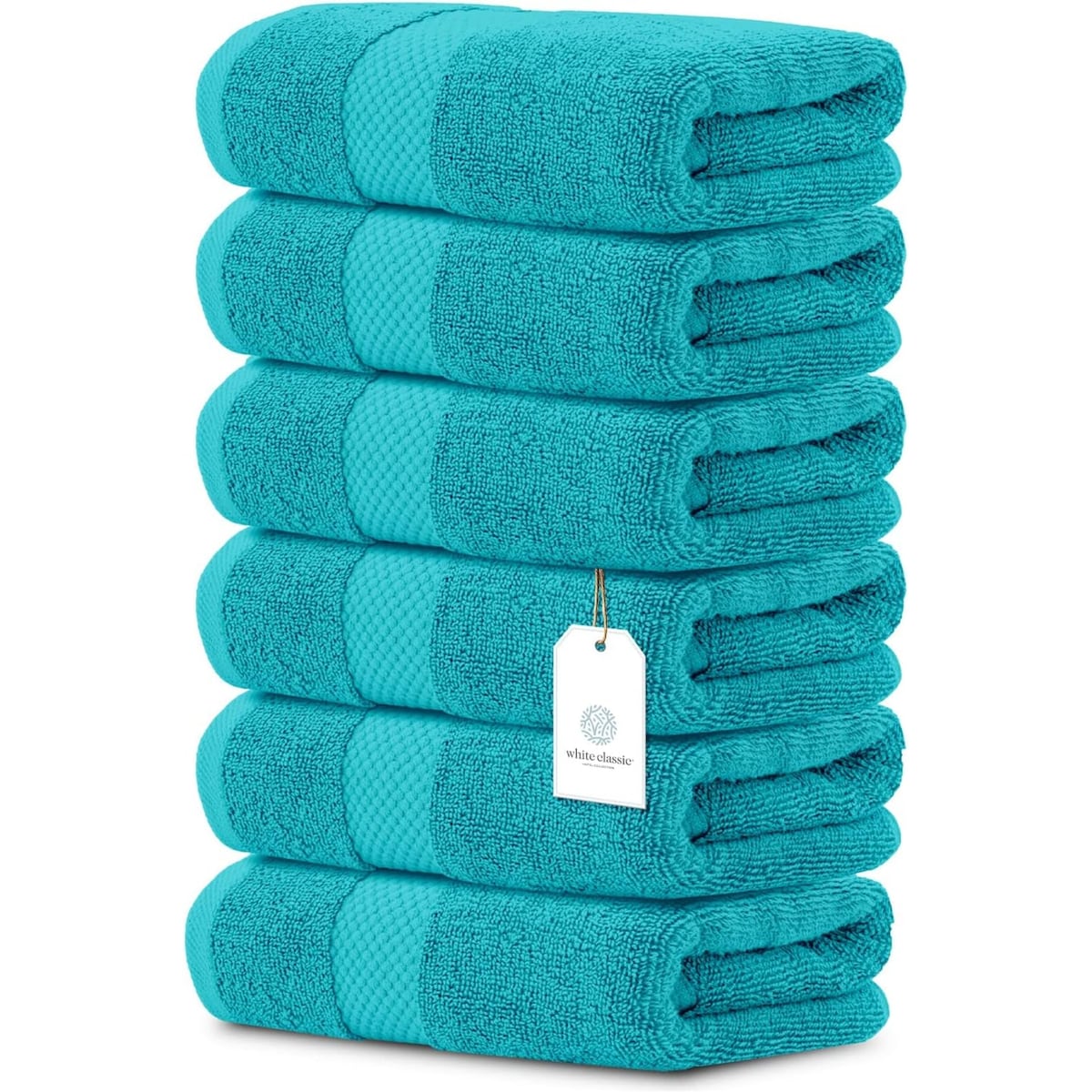 Weißes klassisches Luxus-Baumwollhandtuch 16x30 - 6er-Set