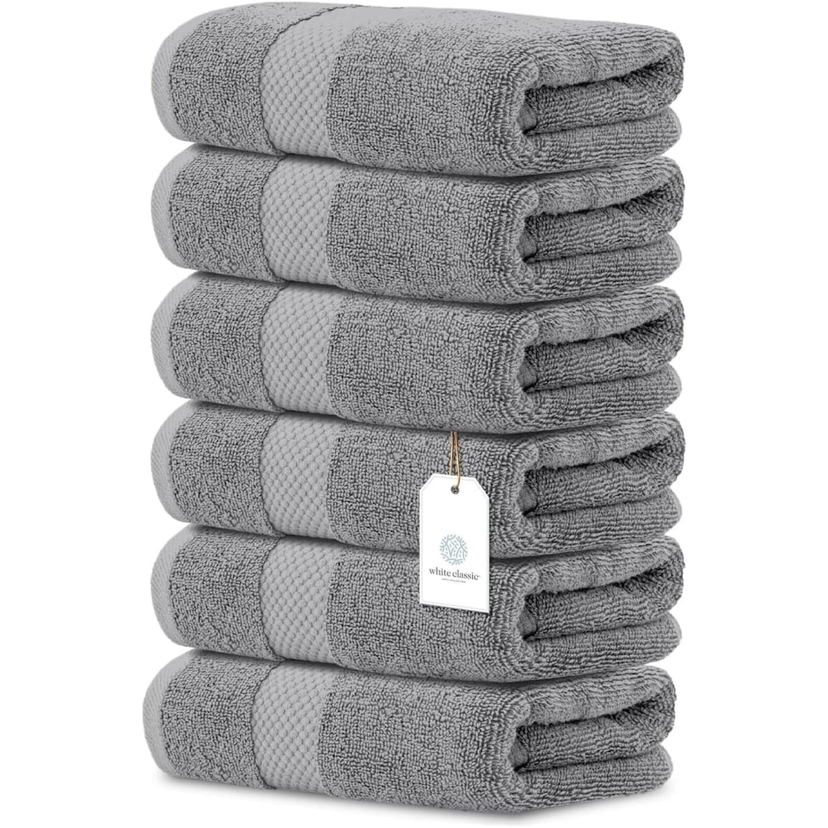 Weißes klassisches Luxus-Baumwollhandtuch 16x30 - 6er-Set