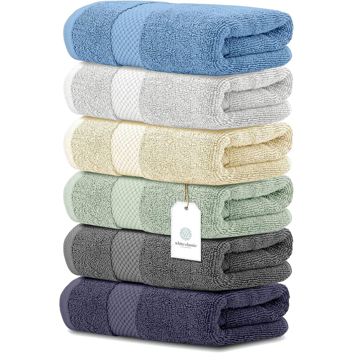 Weißes klassisches Luxus-Baumwollhandtuch 16x30 - 6er-Set