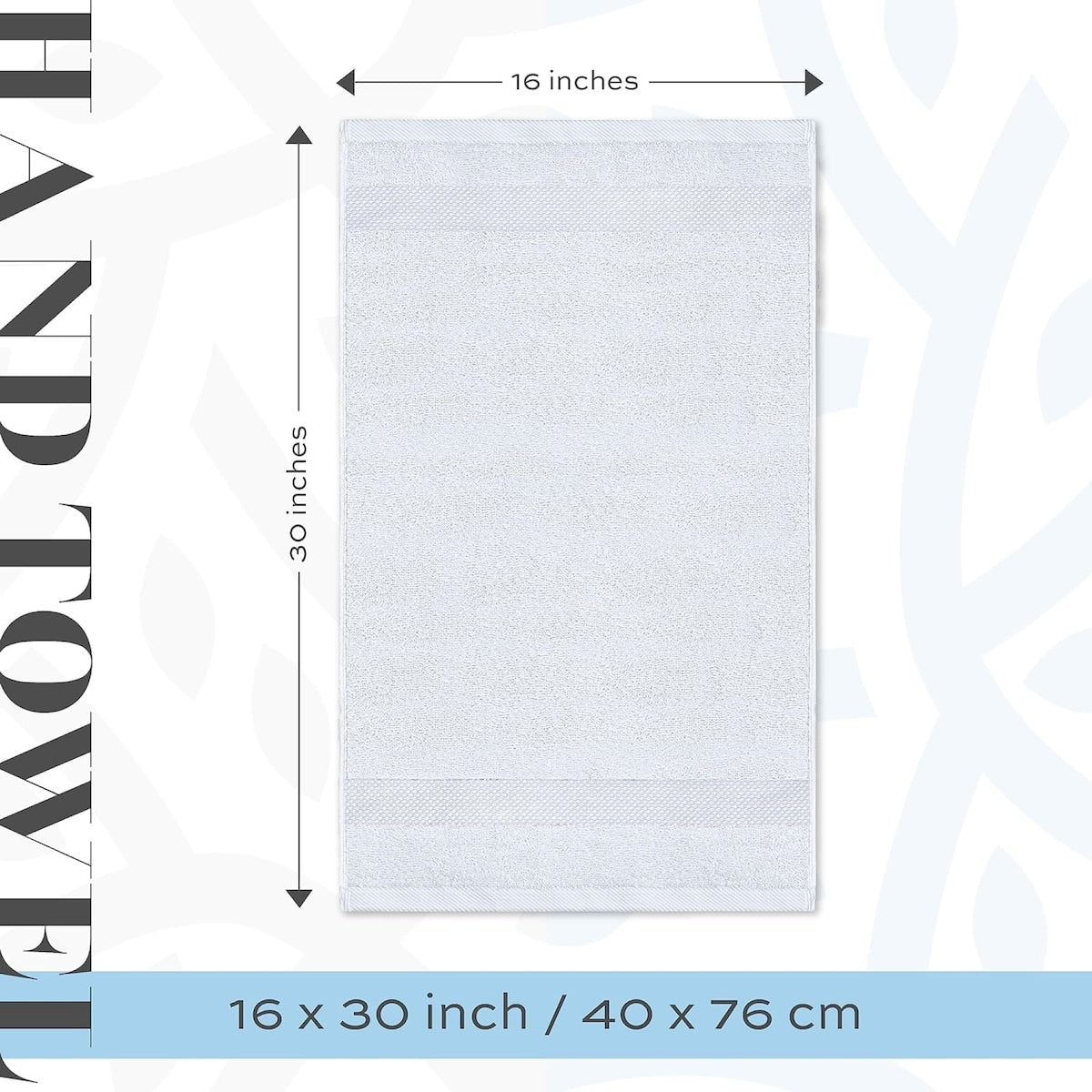 Weißes klassisches Luxus-Baumwollhandtuch 16x30 - 6er-Set
