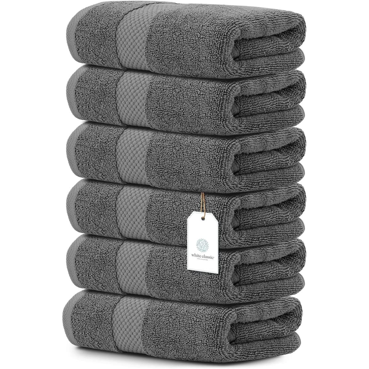 Weißes klassisches Luxus-Baumwollhandtuch 16x30 - 6er-Set