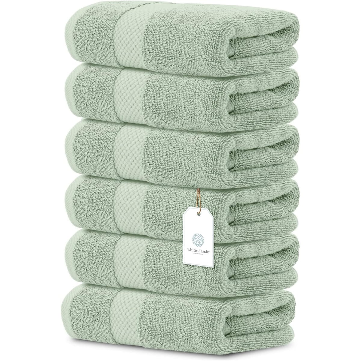 Weißes klassisches Luxus-Baumwollhandtuch 16x30 - 6er-Set