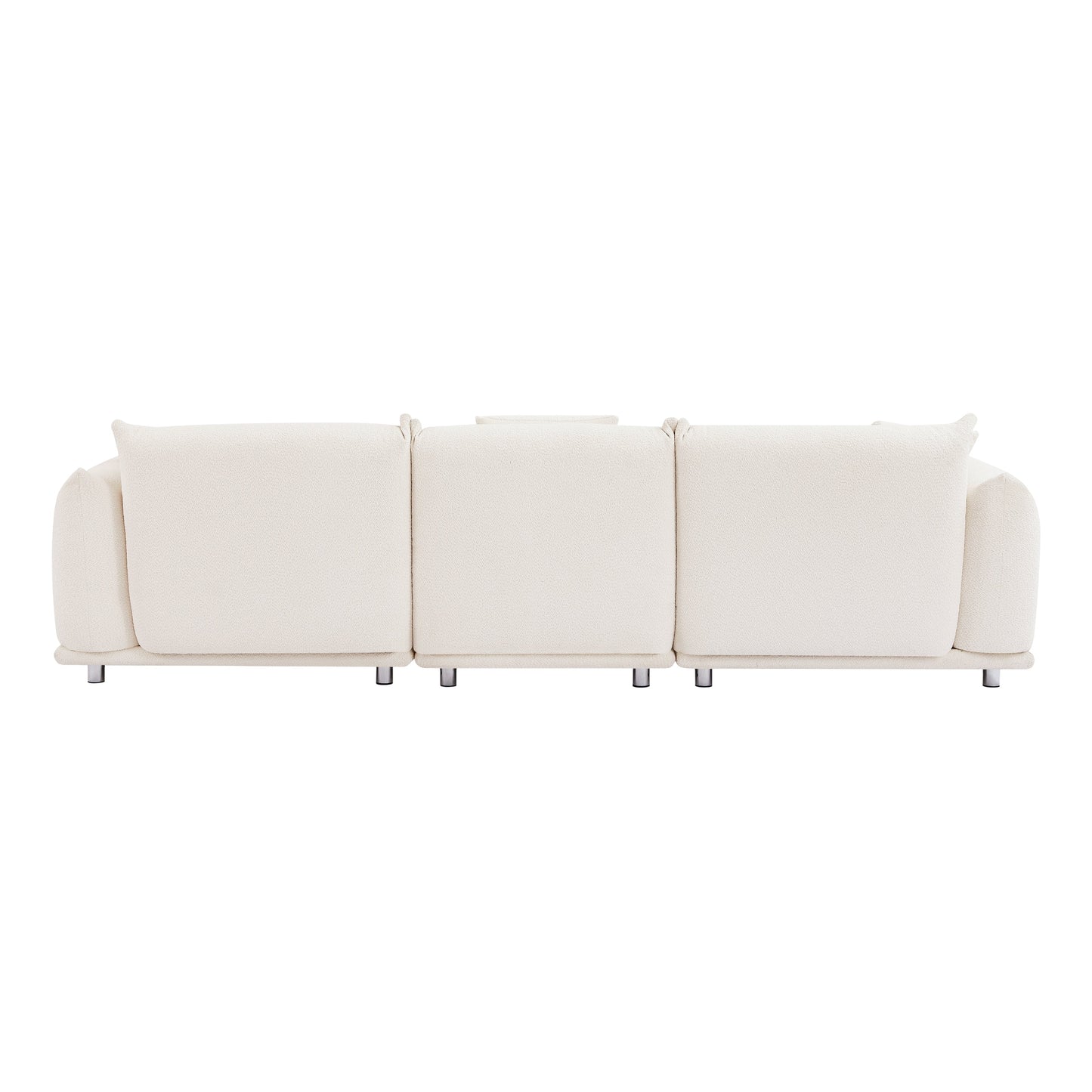 White Modern 111 Oversized 3-seater Sofa with Metal Legs and Solid Wood Frame for Living Room
